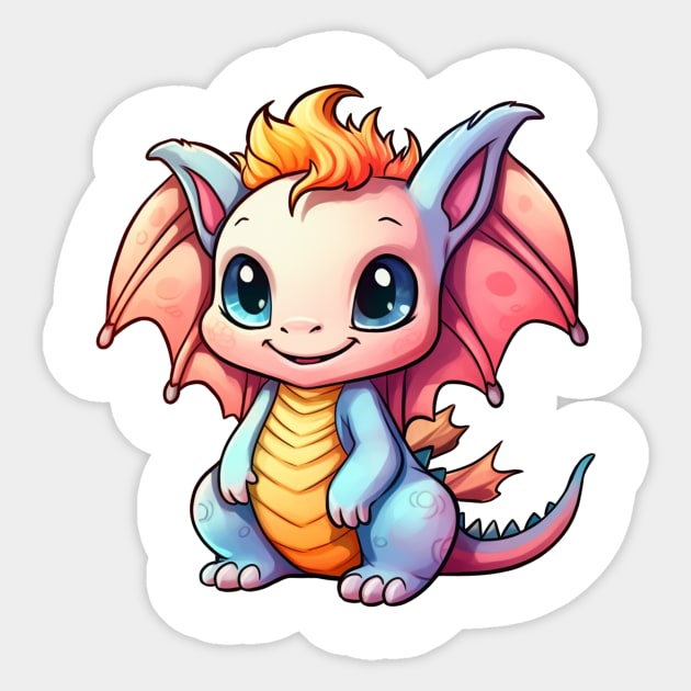 Kawaii Dragon Drawing Sticker by FluffigerSchuh